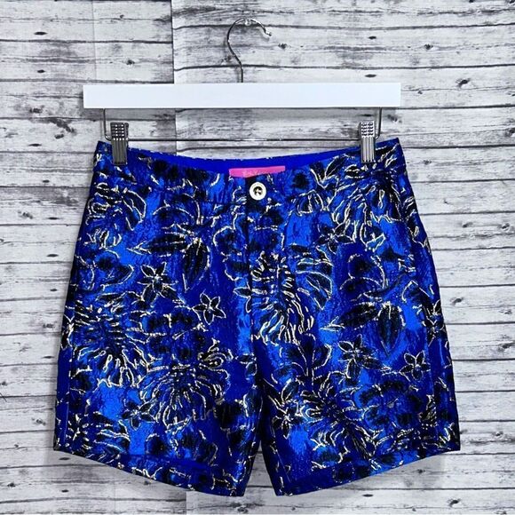 Lilly Pulitzer Callahan High Rise Shorts Twilight Floral Brocade - Picture 9 of 10